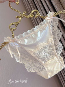 หรูหรา สไตล์ฝรั่งเศส น้ําแข็ง ผ้าไหม ผ้าซาติน บางเบา เซ็กซี่ กลวง ลูกไม้ Pure Desire Triangle ผู้หญิง ชุดชั้นในต่ํา เอว ไนลอน กางเกงชั้นในหญิง