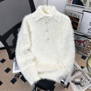 เสื้อสเวตเตอร์คอโปโลแบบหลวมๆ อบอุ่นสำหรับผู้ชาย ผ้าขนแกะปลอม ทรงหลวมๆ ลำลอง ปกติ สีสันสดใส ปกติ แขนยาว ปกติ