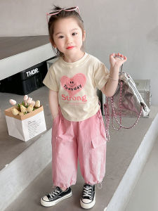 Cute Cartoon Short Sleeve Baby Girls Casual Workwear Pants Two-Piece Set Summer New Style Childrens Clothing T-Shirt 3