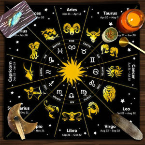 VIKAMA Bánh Xe Hoàng Đạo Tarot Vải Huyền Bí Sigil Bói Toán Thảm Phù Thủy Wiccan Bàn Thờ Trang Trí Nhà Vuông Polyester Khăn Trải Bàn