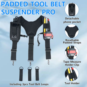 Padded Heavy Duty Tool Belt Suspenders Adjustable Work Shoulder Straps for Construction Carpenter Electrician Farmer Roofing