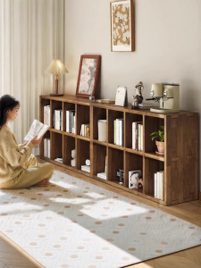 Low Solid Wood Bookcase Grid Cabinet