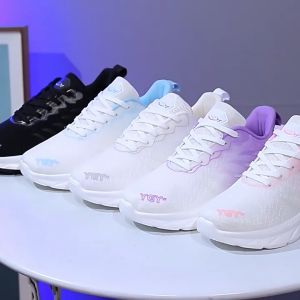 รองเท้าผ้าใบ YGY-6616 รุ่นทูโทน สีชมพู ผ้าตาข่าย ทรงสวย น้ำหนักเบา พื้นสูง 3.5 ซม. ใส่ได้ทั้ง ผช/ผญ ไซส์ 36-40