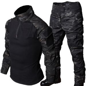 2025 Tactical Kits Men Outdoor Camo Suit Combat Uniform Hunting Training Shirts+Duty Cargo Trousers Good Sets Wear-resisting