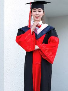 Gown of Doctor Degree Formal Dress Adult Scholar Uniform Performance Wear College Student Graduation Photo Academic Dress Female Custom Performance Costume Liberal Arts