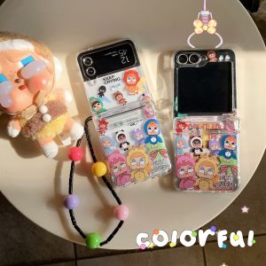 Kawaii Animal Cry Baby Cartoon Soft Silicone Foldable Screen Galaxy ZFlip7/6/5 Case Protective Cover with Chain Flip Design for Women