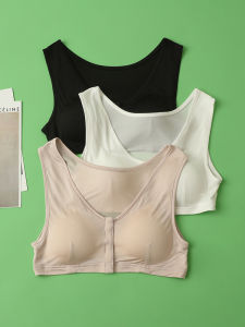 พลัสไซส์ ผ้าไหม ถัก เสื้อกั๊ก สไตล์ Bralette ไร้สายไม่มีรอยต่อ ผู้หญิง ชุดชั้นในปุ่มด้านหน้า ดีไซน์ บาง ฤดูร้อน ผ้าไหม ชุดชั้นใน