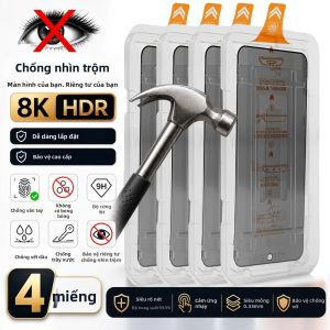 NNBILI Bộ 4 Kính Cường Lực Bảo Mật Cho iPhone 17 Pro Max Bộ Chống Gián Điệp Tự Động Căn Chỉnh Bao Gồm Chống Trầy Xước Chống Vân Tay