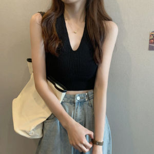 SIS Women Camisole Suspender Vest Summer Hanging Neck Sleeveless Crop Top Exposed Navel COD