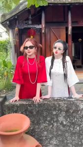 Áo dài gấm Hoàng Gia phối quần lụa Hàn lạnh quần dây kéo phối nút tàu có size cho nàng từ 40-70kg