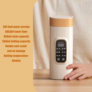 【Ready Stock】650ml Portable Kettle Travel Electric Kettle Portable Water Boiler 304 Stainless Steel Small Electric Kettle Heater with 6 Temperature Control