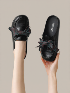 Josiny | Slip-On Retro British Style Bow Loafer Mules