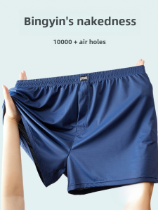 Ice Silk Minimalist Nature Boxer Pure Color Mid-Waist Quick Drying Underwear for Men U-Convex Design Large Size