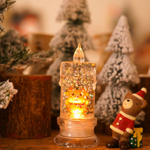 Christmas Water Injection Transparent Tears Artificial LED Electronic Candle Santa Claus Snowman Snow Snowflake Small Night Lamp