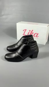 Sepatu Wanita Bot Hitam Elegan - Sepatu Wanita Kulit Imitasi dengan Tumit Tinggi