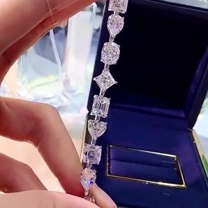 Uenjoyment 100% 925 Sterling Silver Full High Carbon Diamond Different Shape Bracelet For Women Sparkling Wedding Party Fine Jewelry