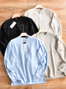Loose Fit Mens round Neck Long Sleeve Sweatshirt Spring Season Comfortable Polyester Blend Youthful Style Basic Solid Color