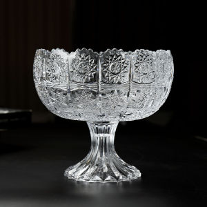 Elegant Crystal Glass Fruit Tray High Footed Candy Plate for Living Room Tea Table Dry Fruits Snacks Decoration Home Use