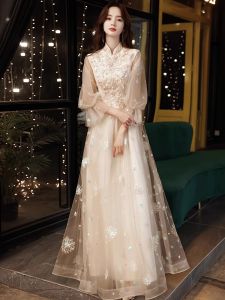 Champagne Color Evening Gown Womens 2026 New High-End Host Luxurious Small Audience Graduation Dress Skirt Fashionable Zipper