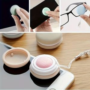 2pcs Portable Fingerprint Cleaner Set with Keychain: Cleaning Ball Eraser Microfiber Cloth Capsule Screen & Glasses Brush