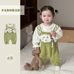 Adorable Baby Girl Romper Outfit Spring Clothes Cute Fadobaby Polyester Cotton Long Sleeve Dark Button Long Pants Infant Dress
