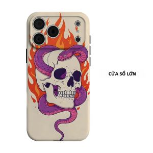 Ốp Điện Thoại iPhone 13 Series Họa Tiết Đầu Lâu Rắn Lửa Hai Lớp - Chống Sốc Chống Xước Chất Liệu PC Mềm + TPU Chống Bụi Chống Trượt