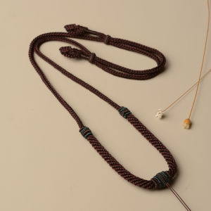 Handcrafted Pure Silk Thread Beaded Pendant Necklace for Men And Women Eight Strands Jadeite Gold Honeycomb Red String