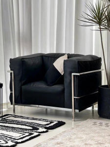 Black LC3 Sofa Chair Leisure Living Room Designer Mid-Century Modern Bauhaus Style Single Person Couch Chair by Courbet