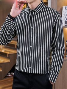 HENGYUANXIANG | Hengyuanxiang Mens Long Sleeve Striped Shirt Casual Spring Business Shirt Easy Care No Ironing Required Fashionable Urban Style