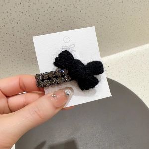 Sweet Knitted Hair Clip Diamond Butterfly Bow Lipstick Clamp Girls Hair Card Side Hair Clip Fresh out Korean Style Fashion Accessory