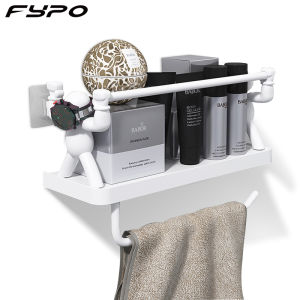 Fypo Wall-Mounted Bathroom Shelf villain Shelf Punch-Free Partition Storage Rack Bathroom Shampoo Soap Organizer Stand Holder Kitchen Spices Jars Storage Rack Kitchen Organizer