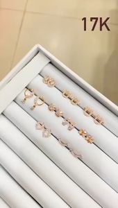 Anting emas asli kadar 75 17k rosegold love smiley solitaire branded drop like diamond jepit gantung duduk paku tusuk stud