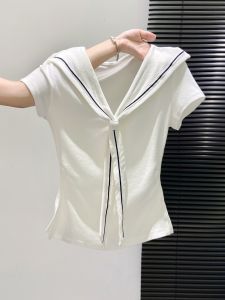 LUOSHAO | Áo Thun Tay Ngắn Ôm Body Màu Trắng cho Nữ
