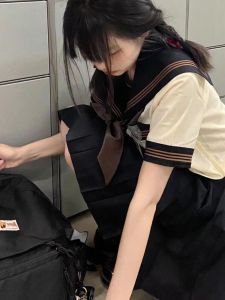 Japanese Style Sailor Suit Womens Short Sleeve Summer Outfit Original JK Uniform School Uniform For 18-25 Year Olds