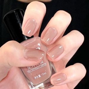 Long-Lasting Light Brown Jelly Milk Tea Nail Polish Set for Women Non-Fading Quick-Drying Easy-To-Use Nail Art Supplies