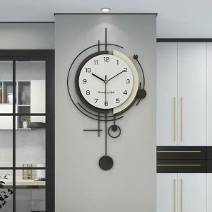 💥Dream Best🔥 Decoration Wall Clock Pendulum Battery Nordic Wall Watch Silent Kitchen Office Creative Clock Wall Decor for Home Indoor 75*40cm