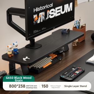 Brateck | Monitor Riser Desk Organizer Walnut Wood Grain