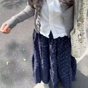 Váy Midi Chữ a Họa Tiết Hoa Cạp Cao Phong Cách Hàn Quốc Cho Nữ Mùa Thu 2025 Váy Midi Cổ Điển Mới Váy Chữ a