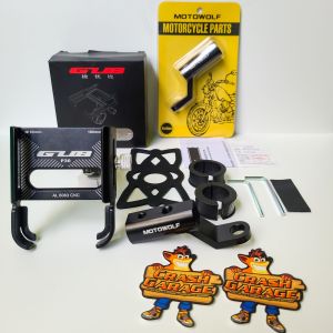 Paket GUB P30 Phone Holder + Bracket Spion Motowolf Original Alumunium Alloy Holder Hp Motor Dudukan Ponsel Hp Tempat Handphone di Sepeda Motor