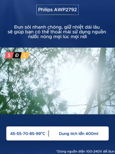 Bình đun nước kiêm giữ nhiệt mini 450ml Philips AWP2792 [cắm điện đun]