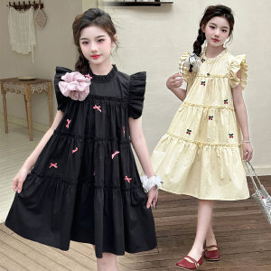 Princess Style Summer Dress Childrens Clothing Korean Version Big Kids Fashionable Girls Dress Lightweight Blend Fabric