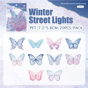 20PCS/1Pack Glitter Butterfly Stickers Halloween Butterfly Series Scrapbooking Christmas Butterfly Party Decorative Stickers