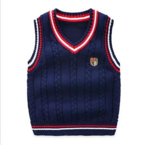 New Sleeveless V-neck Sweater Vest for Middle and Large Kids Childrens Clothing Knitted Cotton Sweater Jacket Vest