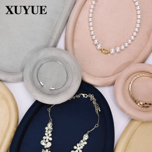 Luxury Velvet Jewelry Display Tray Circular Bracelet Necklace Ring Holder Fashionable Jewelry Storage Rack by Xuyue