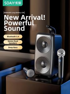 soaiy | Outdoor Karaoke Portable Bluetooth Speaker with Microphone Low Bass
