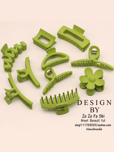 กิ๊บติดผมสีเขียว ทรงเรโทร สไตล์เกาหลี กิ๊บติดผมแบบมีหางฉลาม เครื่องประดับผมสำหรับผู้หญิง ทรงเรียบง่าย สไตล์สัมผัสระดับไฮเอนด์