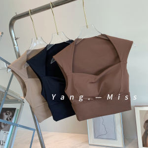 Soft Yoga Vest One-Piece High-Intensity Sports Shockproof Fitness Gym Short Sleeve Pure Color Nylon Spandex Blend Summer 2024