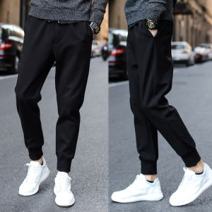 Mens Winter Thickened Fleece Lined Casual Sports Pants Spring Autumn Loose Fit Trousers Roman Cloth mid Waist Straight Leg