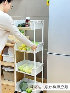 3/4/5 Shelf Bookcase Mobile Rack Storage Box Bathroom Trolley Kitchen Organizer