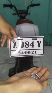 Plat Nomor Sepeda Listrik (1 HARI JADI) Bebas Custom Nama dan Nomor Bahan Akrilik Tebal Anti Luntur